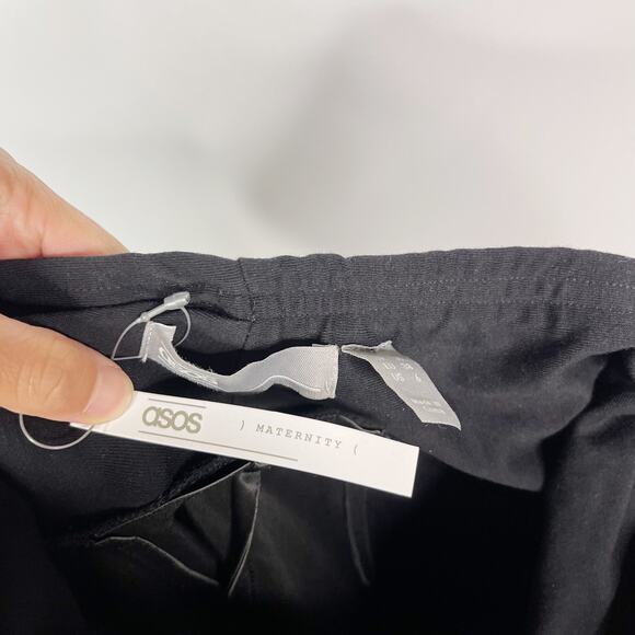 New ASOS Maternity 6 Black Faux Leather Pants Over The Belly High Waist Seamed - Picture 10 of 10